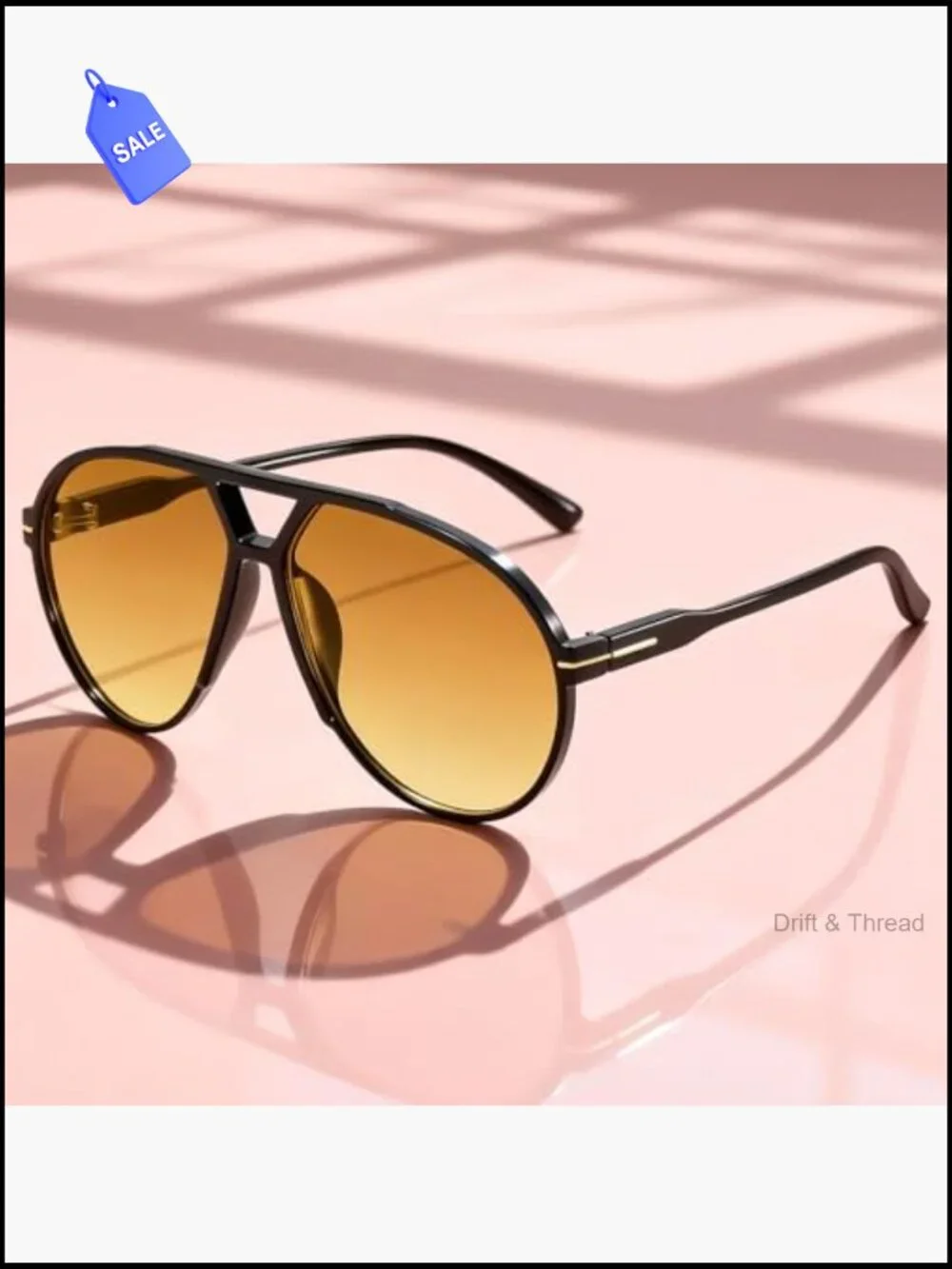 Oversized Square Sunglasses Unisex Retro Aviator UV400 Protection